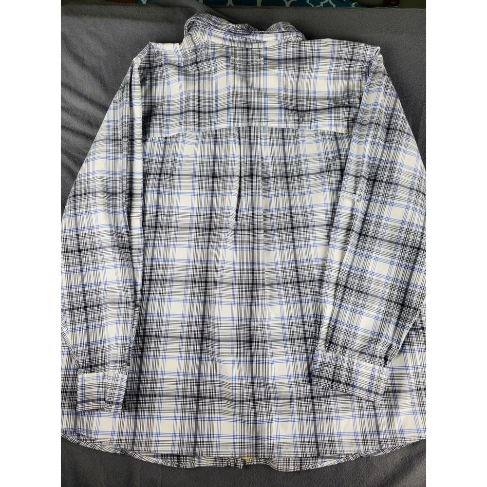Duluth Trading Mens Long Sleeve Vented Button Up Shirt Blue Plaid 3x Fishing - Picture 7 of 7